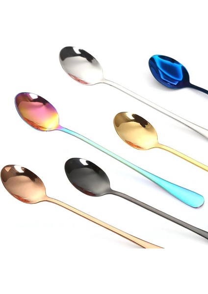 Gümüş Tarzı 19.4X3.2X1CM Paslanmaz Çelik Latte Uzun Çay Kahve Kaşığı Soda Dondurma Tatlı Sundae Kaşık (Yurt Dışından)
