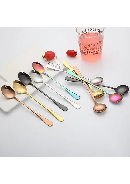 Gümüş Tarzı 19.4X3.2X1CM Paslanmaz Çelik Latte Uzun Çay Kahve Kaşığı Soda Dondurma Tatlı Sundae Kaşık (Yurt Dışından)