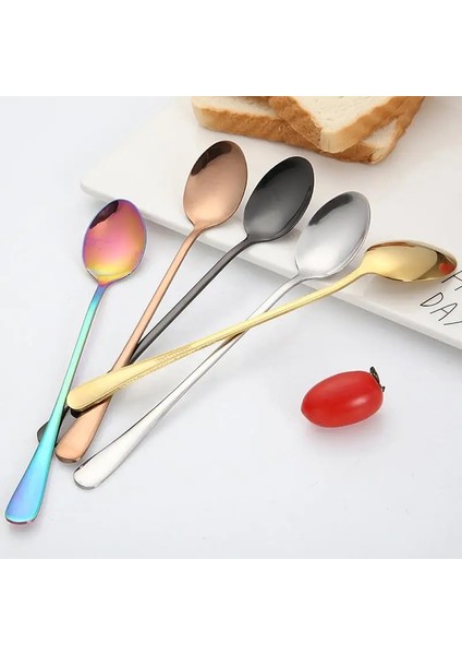 Gümüş Tarzı 19.4X3.2X1CM Paslanmaz Çelik Latte Uzun Çay Kahve Kaşığı Soda Dondurma Tatlı Sundae Kaşık (Yurt Dışından)