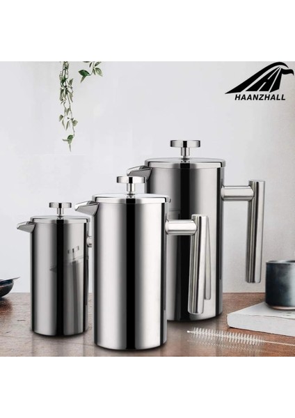 350ML Tarzı French Press Kahve Makinesi Paslanmaz Çelik Kahve Percolator Pot, Çift Duvar ve Büyük Kapasiteli Manuel Cafetiere Kahve Kapları (Yurt Dışından)