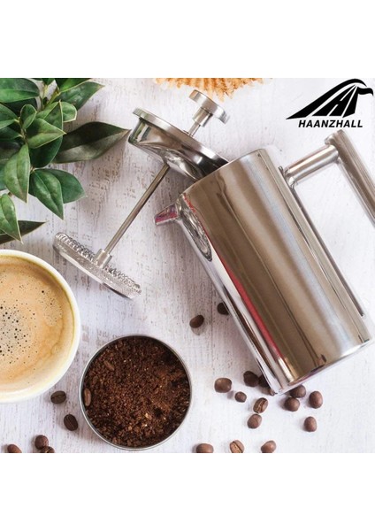 350ML Tarzı French Press Kahve Makinesi Paslanmaz Çelik Kahve Percolator Pot, Çift Duvar ve Büyük Kapasiteli Manuel Cafetiere Kahve Kapları (Yurt Dışından)