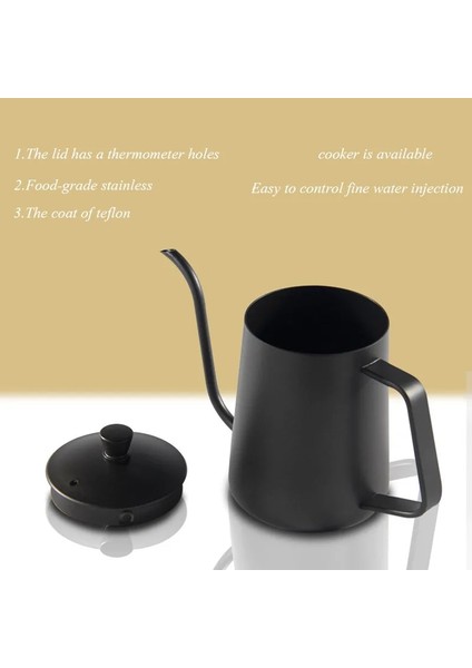 Silver 600ML Style Drip Kettle 350ML 600ML Cof Tea Pot Non-Stick Coating Food Grade Stainless Steel Gooseneck Drip Kettle Swan Neck Thin Mouth (Yurt Dışından) fiyatları
