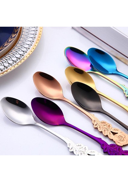 1 Adet 06 Tarzı 1 Adet Paslanmaz Çelik Gül Çiçek Kaşığı Yaratıcı Süt Kahve Kaşığı Dondurma Şeker Çay Kaşığı Aksesuarları Sofra Karıştırma Kaşığı (Yurt Dışından) fiyatları