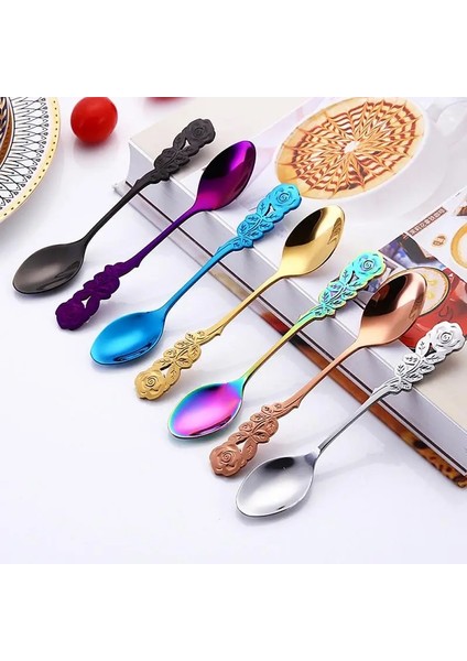 1 Adet 06 Tarzı 1 Adet Paslanmaz Çelik Gül Çiçek Kaşığı Yaratıcı Süt Kahve Kaşığı Dondurma Şeker Çay Kaşığı Aksesuarları Sofra Karıştırma Kaşığı (Yurt Dışından) fırsatları
