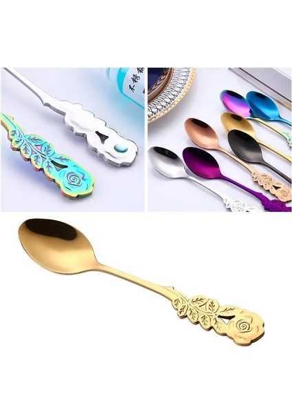 1 Adet 06 Tarzı 1 Adet Paslanmaz Çelik Gül Çiçek Kaşığı Yaratıcı Süt Kahve Kaşığı Dondurma Şeker Çay Kaşığı Aksesuarları Sofra Karıştırma Kaşığı (Yurt Dışından) indirimleri