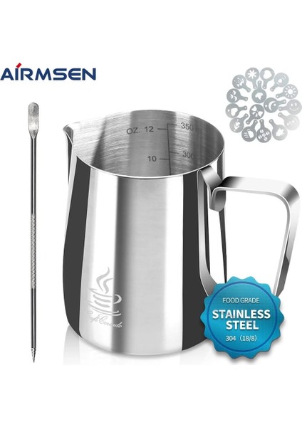 900ML Tarzı Airmsen Paslanmaz Çelik Süt Köpürtme Sürahisi Espresso Kahve Sürahi Latte Cappuccino Süt Kreması Fincan Köpürtme Sürahisi Sürahi Yapıcı (Yurt Dışından)