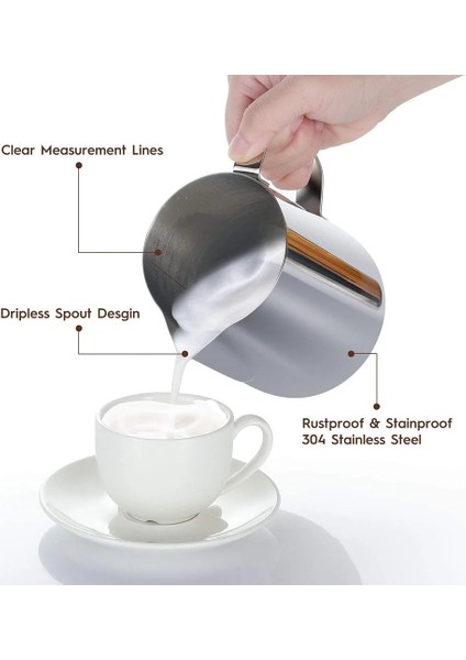 900ML Tarzı Airmsen Paslanmaz Çelik Süt Köpürtme Sürahisi Espresso Kahve Sürahi Latte Cappuccino Süt Kreması Fincan Köpürtme Sürahisi Sürahi Yapıcı (Yurt Dışından)