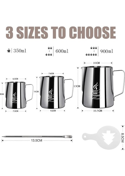 900ML Tarzı Airmsen Paslanmaz Çelik Süt Köpürtme Sürahisi Espresso Kahve Sürahi Latte Cappuccino Süt Kreması Fincan Köpürtme Sürahisi Sürahi Yapıcı (Yurt Dışından)