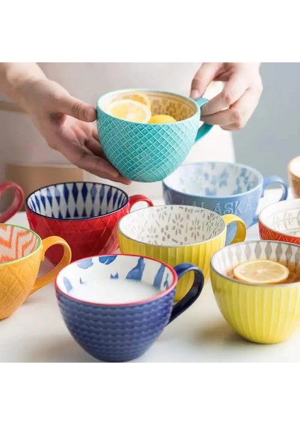 No4 Tarzı Seramik El Boyalı Kahve Fincanı Yaratıcı Vintage Fincan Cafe Bar Malzemeleri Kabartmalı Kişilik Kahvaltı Fincan Renkli Handpainted (Yurt Dışından) indirimleri