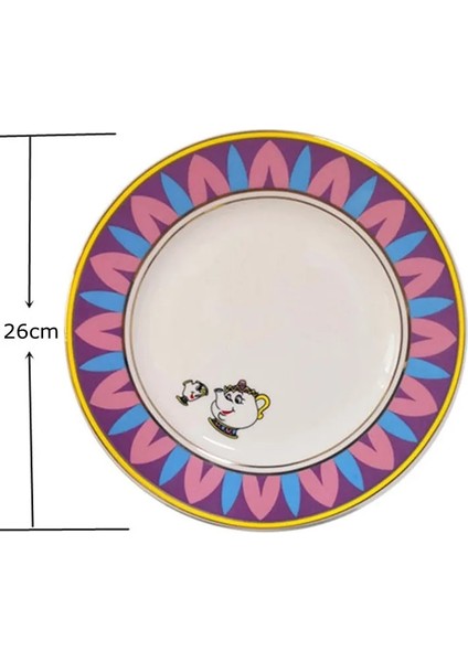 Plaka 26CM Tarzı Karikatür Güzel ve Çirkin Çaydanlık Kupa Mrs Potts Çip Çaydanlık Fincan Seti Cogsworth Porselen Hediye 18K Altın Kaplama Boyalı Emaye (Yurt Dışından)