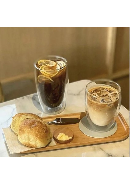 350 ml Stil 2 Adet Çift Cidarlı Espresso Fincanı ml Kupa Kahve Fincanı Isıya Dayanıklı Şeffaf Cam Bardak Su Bardağı Süt Bardağı (Yurt Dışından)