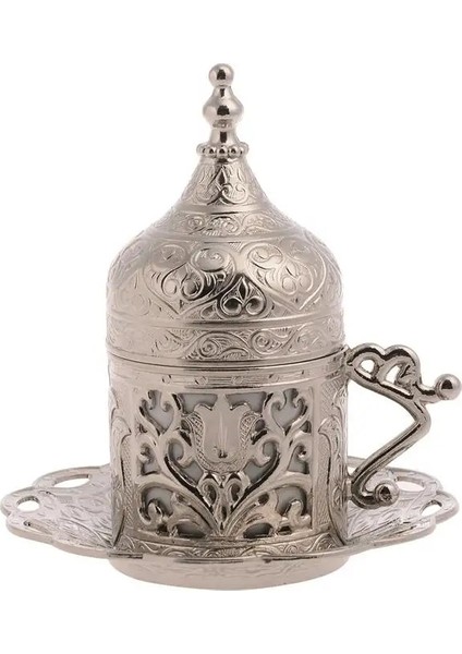 Koyu Gümüş Tarzı Türk Kahvesi Fincanları ve Tabakları, Osmanlı Antika Vintage Tarzı Yunan Arap Kupa Porselen. Bakır Ev Dekorasyonu, Erkek Bayan Hediyesi (Yurt Dışından) modelleri