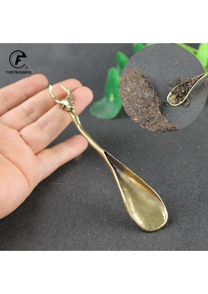 Geyik Kafası-31.8g Tarzı Yeni Çay Kaşığı Kürek Pirinç Bakır Geyik Kafası Kahve Siyah Çay Kaşığı Toz Çay Kaşığı Çay Takımı Çay Töreni Dondurma (Yurt Dışından)