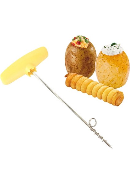 Sarı Stil Satış Yaratıcı Patates Dilimleme Döner Patates Tepsisi Spiral Dilimleme Bıçak Sapı Kesim Patates Rulo Mutfak Aksesuarları Patates Araçları 40 (Yurt Dışından)