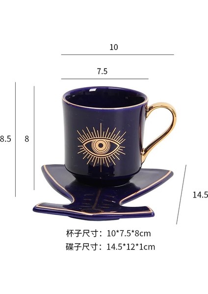 Mavi Elbise Tabağı Stili Türk Mavi Gözlü Lüks Kahve Fincanı Tabağı Seti El ve Giysi Şeklinde Tabak Osmanlı Fincan Boonido Kahve Cappuccino Fincan 200ML (Yurt Dışından)