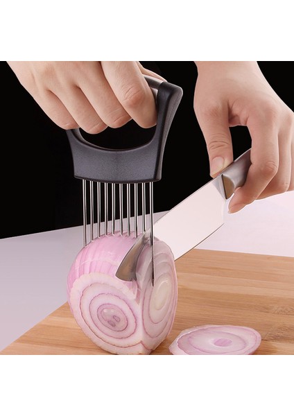 Yeşil Stil Paslanmaz Çelik Yiyecek Dilimi Yardımcısı Soğan Limon Iğnesi Patates Dilimleri El Sebze Kesme Mutfak Alet Aksesuarları (Yurt Dışından) fırsatları