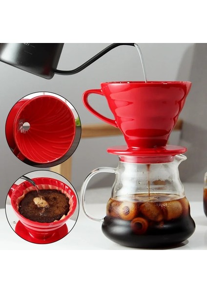 Siyah-2 Tarzı Seramik Kahve Damlatıcı V60 Kahve Kupaları Için Ayrı Standlı Damla Filtre Fincan Kahve Makinesi Makinesi Motor V60 Için Set (Yurt Dışından)