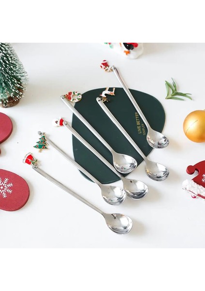 Gümüş-4 Tarzı Yeni Yıl Paslanmaz Noel Kaşığı Noel Hediyeleri Parti Masa Süsleri Süt Kahve Kaşığı Noel Mutfak Süslemeleri Yemek Takımı (Yurt Dışından) modelleri