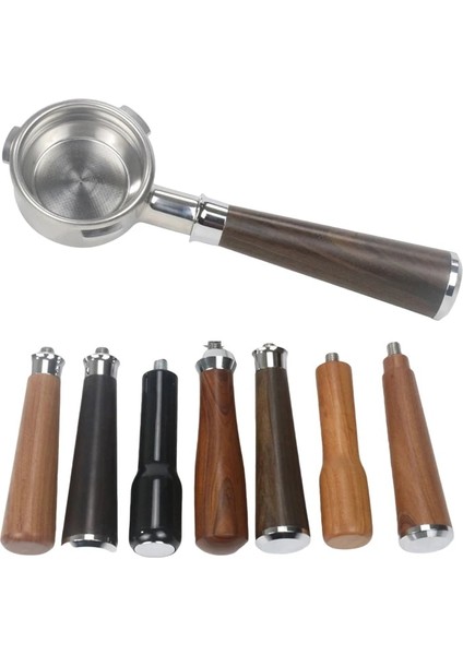 SIYAH-58MM-TREFOIL Stili Kulak Portafilter Barsetto Kahve Makinesi Için Dipsiz Filtre Paslanmaz Çelik Tutucu Ahşap Saplı Aksesuar (Yurt Dışından)