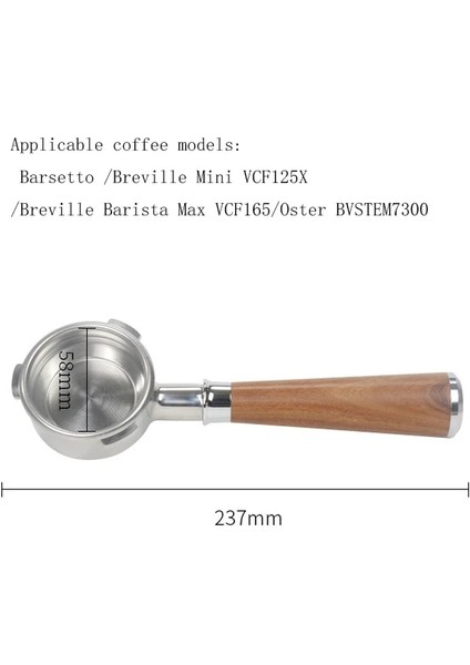 SIYAH-58MM-TREFOIL Stili Kulak Portafilter Barsetto Kahve Makinesi Için Dipsiz Filtre Paslanmaz Çelik Tutucu Ahşap Saplı Aksesuar (Yurt Dışından)