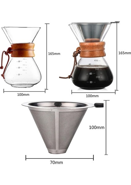 Filtre Stili Yok Isıya Dayanıklı Klasik Cam Cezveler Kahve Makinesi Kahve Makinesi Üzerine Dökün Paslanmaz Çelik Kahve Filtresi Damlama Potu 400ML (Yurt Dışından) fırsatları