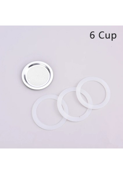 6 Kupa Stili 3 Silikon Conta ve 1 Adet Paslanmaz Çelik Filtre Moka Pot Kahve Şişesi Değiştirme Fincan Moka Express ile Uyumlu (Yurt Dışından)