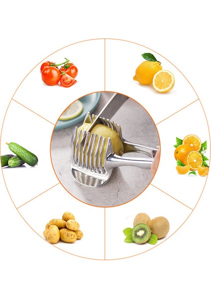 Gümüş Tarzı Pişirme Araçları Aksesuarları Mutfak Alet Kullanışlı Paslanmaz Çelik Soğan Tutucu Patates Domates Dilimleme Sebze Meyve Kesici CF-228 (Yurt Dışından) fırsatları