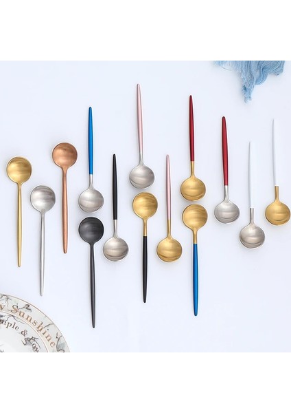 Siyah Gümüş Tarzı 1 Adet Kahve Kaşık Paslanmaz Çelik Çay Dondurma Kaşığı Siyah Altın Renkli Kepçe Otel Parti Restoran Için Yemek Takımı (Yurt Dışından) fırsatları