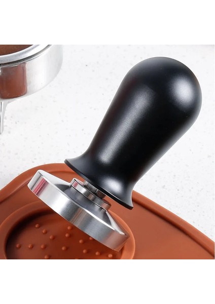 Siyah Stil 58 mm mm Kalibre Edilmiş Basınç Kahve Tamper Espresso Elastik Kompakt Paslanmaz Çelik Kahve Tozu Çekiç Alüminyum Sap (Yurt Dışından) indirimleri