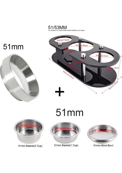 51MM Tutucu 5 Tarzı Espresso Distribütörü Mat Taban Rafı Barista Araçları Aksesuarları Cafe Portafilter Standı Kahve Filtresi Dış Müdahale Tutacağı (Yurt Dışından)