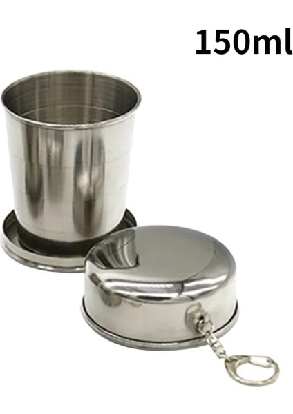 150ML Tarzı 1 Parça 75MLMLML Paslanmaz Çelik Katlanır Bardak Taşınabilir Açık Seyahat Kamp Teleskopik Şarap Bardağı Anahtarlık Denizci Fincan (Yurt Dışından)