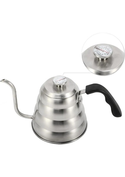1200ML Stili Paslanmaz Çelik Üzerine Dökün Kahve Su Isıtıcısı Termometre Yalıtımlı Saplı Deve Boynu Çaydanlık Kahve Makinesi (Yurt Dışından) fiyatları