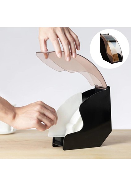 Siyah Stil El Damla Kahve Filtresi Kağıt Tutucu Depolama Rafı Akrilik Kapaklı Dispenser Depolama Barista Araçları (Yurt Dışından)