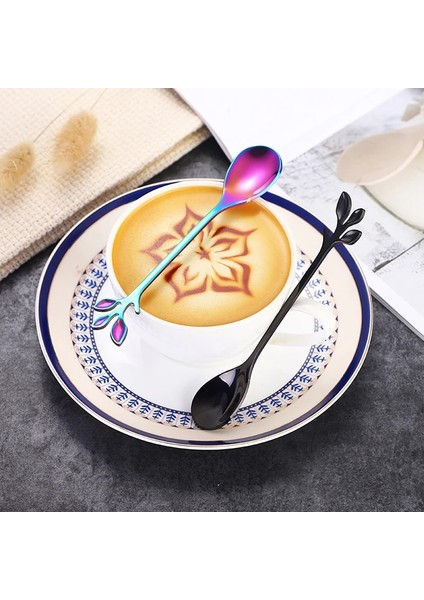 Rg1 Stili Paslanmaz Çelik Yapraklar Kaşık Çatal Kaşık Kahve Çay Kaşığı Yaratıcı Dondurma Araçları Sofra Takımı Mutfak Alet Ev Dekorasyonu (Yurt Dışından) fırsatları