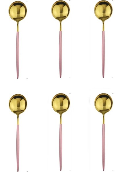 6 Adet Pembe Altın Tarzı 6 Adet Gökkuşağı Paslanmaz Çelik Çay Kaşığı Tatlı Dondurma Kaşığı Cilalı Karıştırma Kahve Kaşığı Mutfak Aksesuarları Sofra Takımı (Yurt Dışından)
