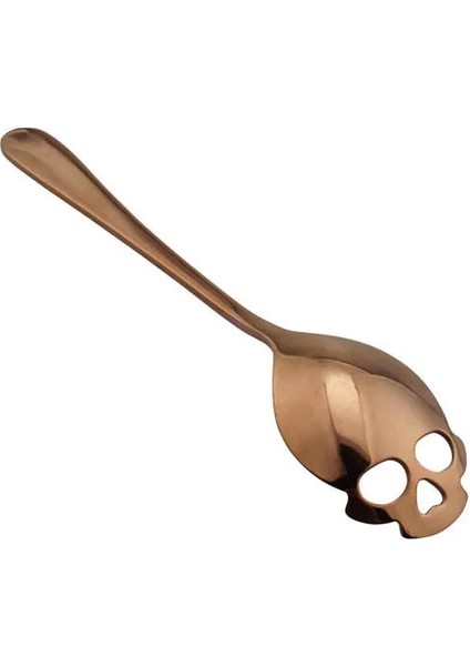 Gül-Altın Tarzı Yaratıcı 304 Paslanmaz Çelik Kafatası Kahve Kaşığı Tatlı Çay Şeker Kaşığı Ev Mutfak Bar Kahve Dükkanı Parti Aksesuarları Hediye (Yurt Dışından)