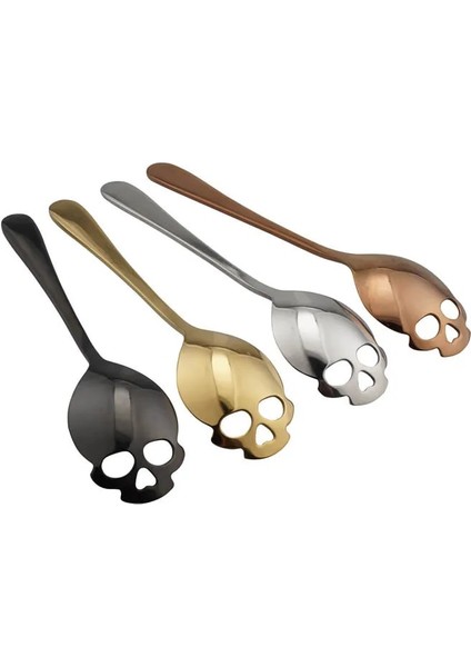 Gül-Altın Tarzı Yaratıcı 304 Paslanmaz Çelik Kafatası Kahve Kaşığı Tatlı Çay Şeker Kaşığı Ev Mutfak Bar Kahve Dükkanı Parti Aksesuarları Hediye (Yurt Dışından) indirimleri