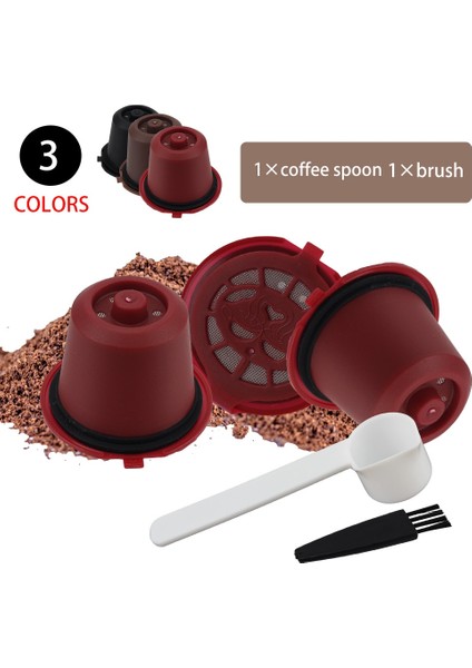 Siyah Stil Kaşık Fırçalı Yeniden Kullanılabilir Kahve Kapsülleri Fincan Nespresso Kahve Filtresi Kahve Gereçleri Kahve Malzemeleri (Yurt Dışından)