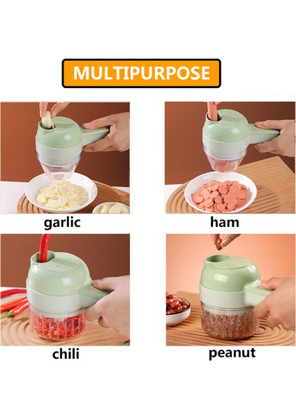 PEMBE-250ML Tarzı Çok Fonksiyonlu 4 In1 Elektrikli Sebze Kesici Dilimleme Sarımsak Çamur Ezici Kıyıcı Kesme Presleme Mikser Yiyecek Dilimi USB Şarj (Yurt Dışından) modelleri