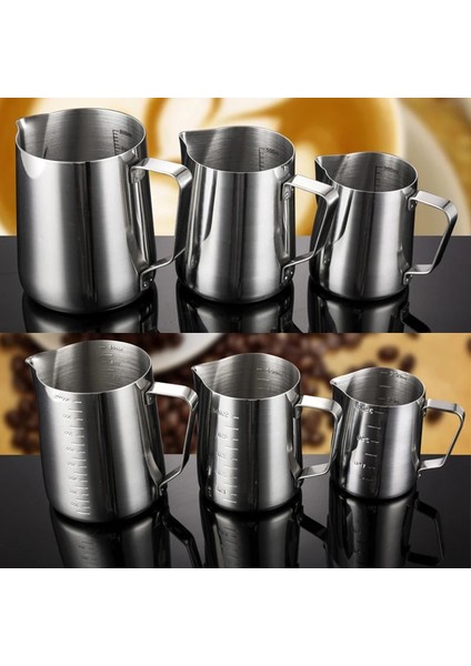 Ölçeksiz 200ML Stili Iç Ölçek Paslanmaz Çelik Süt Köpürtme Sürahisi Espresso Kahve Sürahi Kreması Macchiato Cappuccino Latte Art Maker Sürahi Fincan (Yurt Dışından)