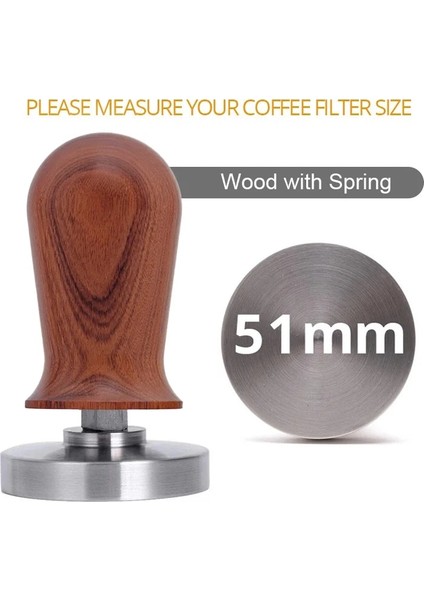 51 mm Ahşap Yay Stili Barista Espresso Kahve Tamper Düz Taban, Silikon Kahve Tamper Mat (Mm) (Yurt Dışından)