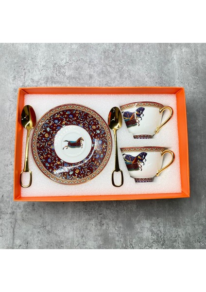 No.22 Tarzı Zarif At Kahve Fincanı Seramik Kupa Fincan Tabağı Seti Kahvaltı Öğleden Sonra Çay Bardağı Yaratıcı Drinkware Ev Ofis Mutfak Süt Çay Kupa (Yurt Dışından)