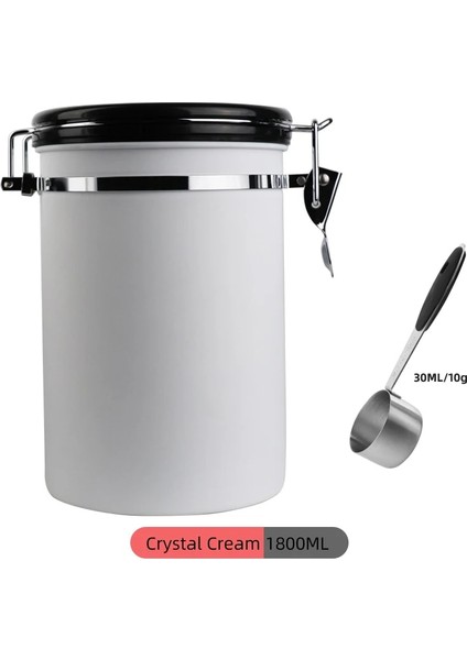 Krem 1800ML Stili Paslanmaz Çelik Kahve Çekirdeği Mühürlü Tank Egzoz Valfi ile Kahve Depolama Tankı Kurutulmuş Meyve Mühürlü Kutu Siyah 800ML (Yurt Dışından)