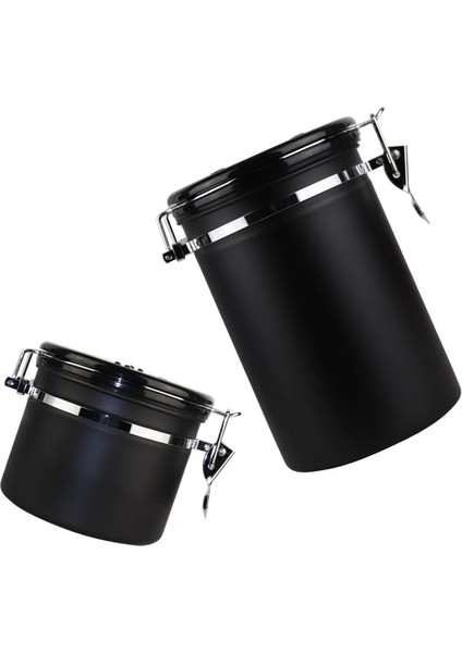 Krem 1800ML Stili Paslanmaz Çelik Kahve Çekirdeği Mühürlü Tank Egzoz Valfi ile Kahve Depolama Tankı Kurutulmuş Meyve Mühürlü Kutu Siyah 800ML (Yurt Dışından) modelleri