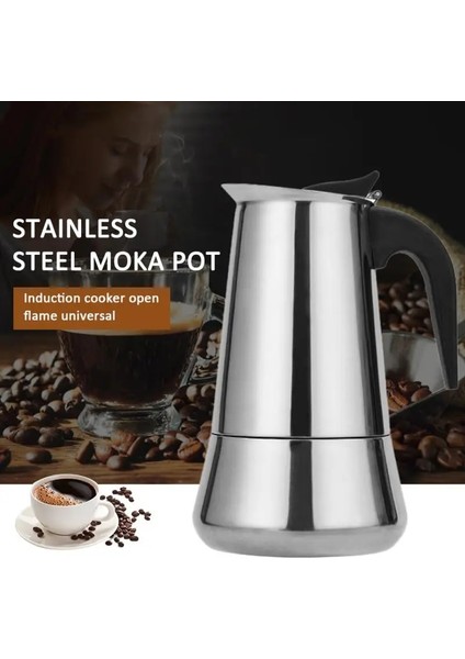 300ML 6cups Stili Paslanmaz Çelik Italyan Üst Moka Espresso Cafeteira Expresso Percolator Bardaklar Ocak Üstü Kahve Makinesi Moka Pot Mutfak (Yurt Dışından) indirimleri