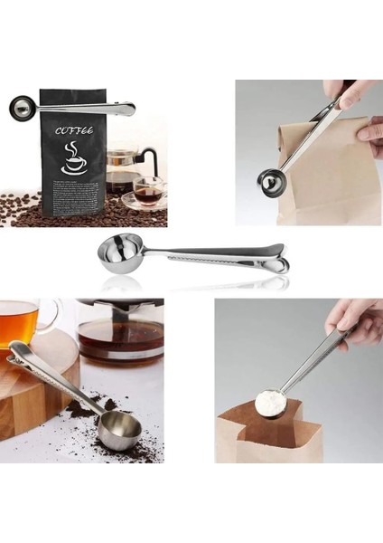 Siyah Stil Ikisi Bir Arada Paslanmaz Çelik Kahve Kaşığı Sızdırmazlık Klipsi Mutfak Altın Aksesuarları Alıcı Cafe Expresso Cucharilla Dekorasyon (Yurt Dışından) fırsatları