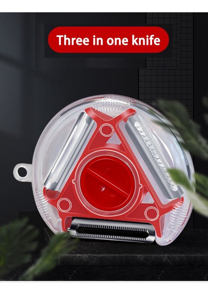 Kırmızı Stil Üçü Bir Arada Soyucu Meyve ve Sebze Soyucu Parçalayıcı Dilimleme Çok Fonksiyonlu Paslanmaz Çelik Mutfak Alet Aksesuarları (Yurt Dışından)