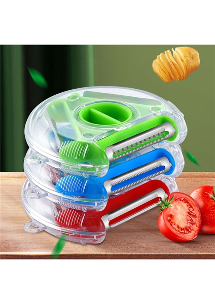 Kırmızı Stil Üçü Bir Arada Soyucu Meyve ve Sebze Soyucu Parçalayıcı Dilimleme Çok Fonksiyonlu Paslanmaz Çelik Mutfak Alet Aksesuarları (Yurt Dışından) fiyatları