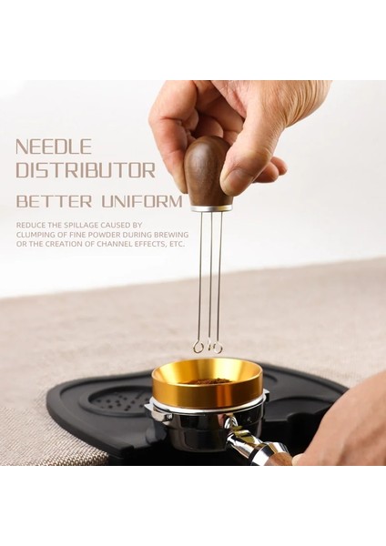 B Ceviz Tarzı Masif Ahşap Saplı Iğne Kahve Tamper Kahve Sabotaj Dağıtıcı Düzleştirici Alet Iğne Tipi Kahve Tozu Dağıtıcı (Yurt Dışından) indirimleri