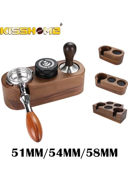 58MM Tarzı Kahve Sabotaj Tutucu Filtre Standı Ceviz Espresso Dağıtıcı Mat Raf Kahve Makinesi Aracı Aksesuarları Barista Hediye (Yurt Dışından)